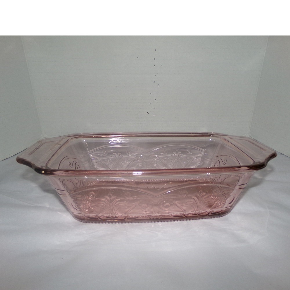Anchor Hocking Pink Glass 5x9 Baking Dish Savannah Pattern Rectangular Casserole